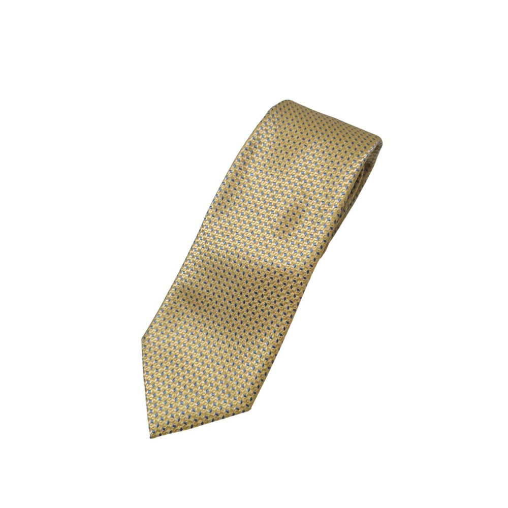 Michael Kors Mens Yellow Blue Geometric Diamond Pattern Polyester Necktie 57 In